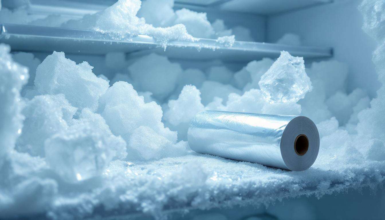 Congélateur plein de givre : la technique au papier aluminium pour retirer la glace rapidement