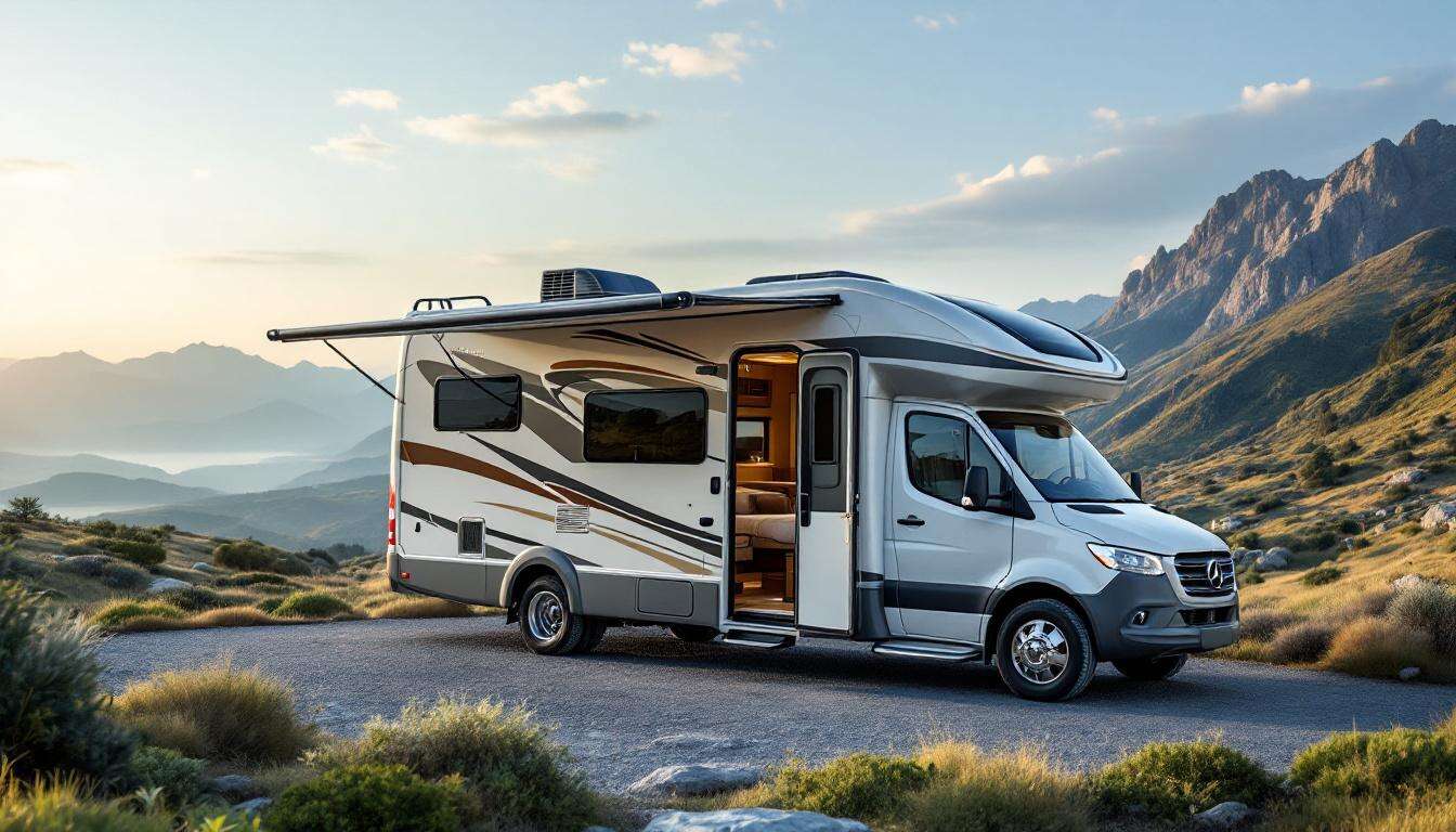 Ce grand camping-car offre 4 couchages, un salon face-face, un lit central et une grande soute